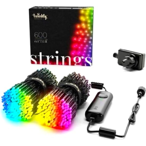 Twinkly Strings Lichtsnoer - 48M - LED - 600LED RGB - Dimbaar - Binnen & Buiten - Bluetooth of Wifi - Werkt met Homekit, Homey, Google Home en Razer Chroma - Zwart