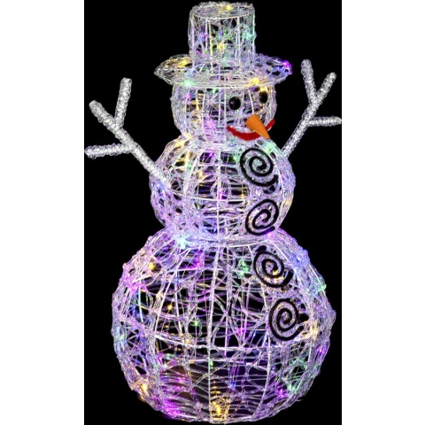 Feeric lights and christmas verlichte sneeuwpop - figuur - 60 cm - 100 leds gekleurd