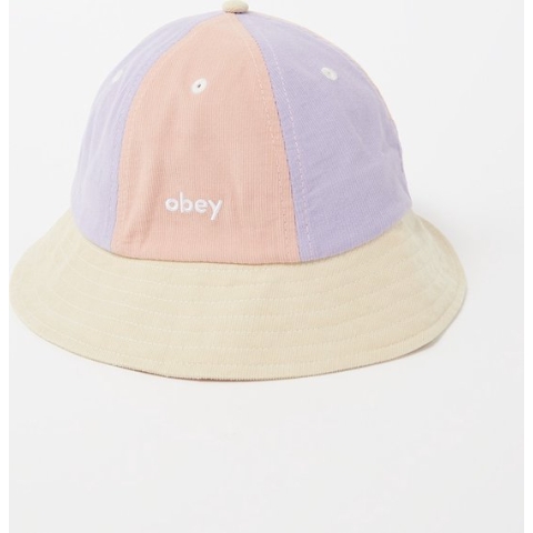 Obey Lockdown bucket hoed met corduroy - Geel/ Paars/ Roze - One Size
