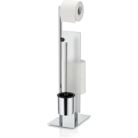Wc-borstel en Toiletrollen houder, Zilver - Kela | Style