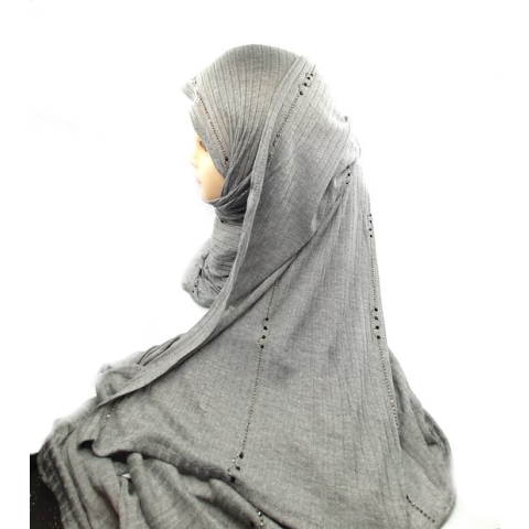Grote maat grijse Hoofddoek, mooie hijab, sjaal.