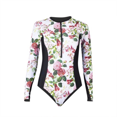 Dames lycra swimsuit | XL | green flower