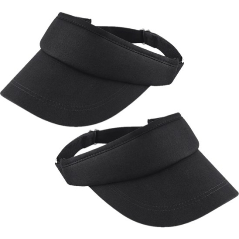 2x stuks zwarte sportieve zonneklep petje voor volwassenen - Katoenen verstelbare zwarte zonnekleppen