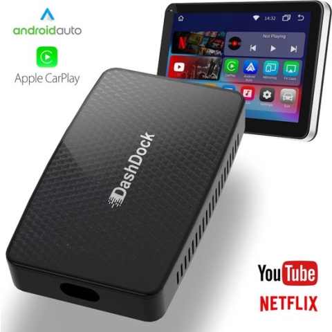 DashDock CarPlay Dongle - Apple CarPlay - Carlinkit - Telefoon Draadloos Verbinden - Verbindt Binnen 7sec - Wireless - Inclusief Youtube & Netflix - Zwart