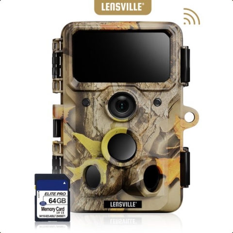 Wildcamera met Nachtzicht en Wifi - 48MP 4K UHD - NL Software en Handleiding - Incl. 64GB - SD-kaart - Buiten Camera met Nachtzicht - Bewakingscamera voor Buiten - Wildlife Camera - Nachtcamera