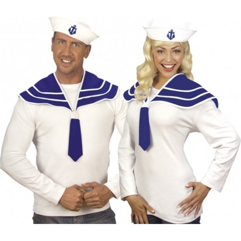 4x stuks matroos/Zeeman verkleed setjes marine blauw - Kraag en muts voor volwassenen
