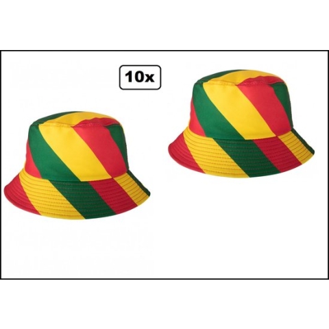 10x Vissershoedje rood/geel/groen - Carnaval thema feest