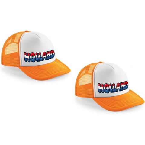 4x stuks oranje snapback cap/ truckers pet Holland dames en heren - supporter - Koningsdag/ EK/ WK caps