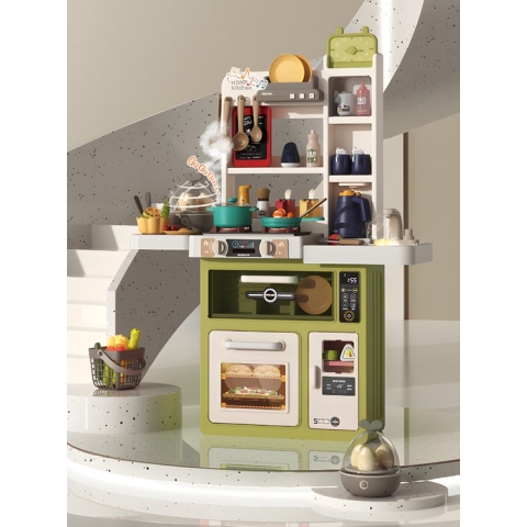 GoudenGracht - Speelgoed Keuken - Speelkeuken - Luxe en Realistische Speelgoedkeuken - 63 accessoires - Olijfgroen