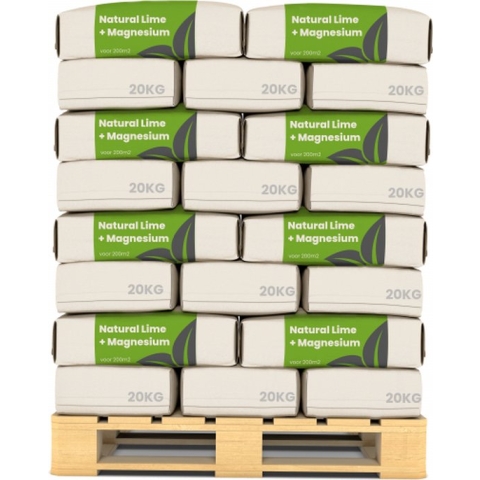 Kalk Korrel meststof verrijkt met magnesium (40x = 800Kg - Voor 16.000m2) voor dieper bladgroen (+PH) Speciaal voor gazon, Perken, Moestuin en openbaar groen - Organifer