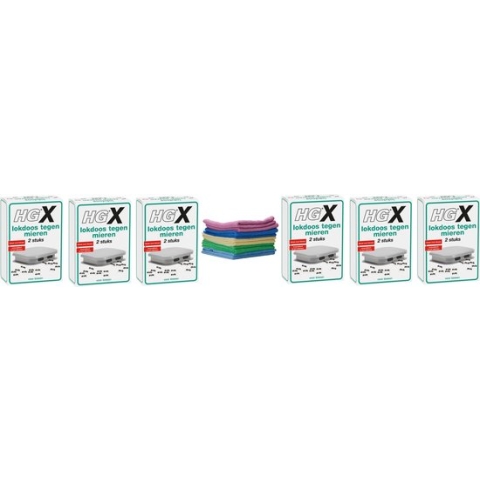 HGX Lokdoos Tegen Mieren Doos voor binnen 6 Stuks + 10 Microvezeldoeken