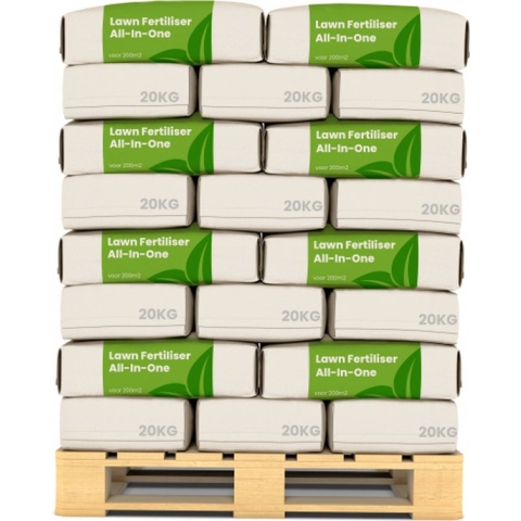 Gazonmest All-In-One (40x = 800Kg – Voor 16.000m2) Voor een diepgroen sterk gazon zonder mos en onkruid - Complete meststof met kalk en grasversterker - Organifer