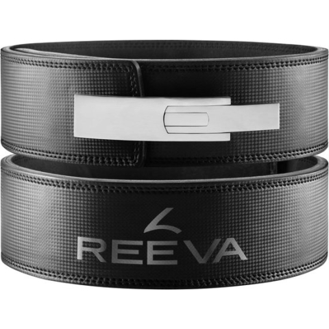 Reeva Carbon Lifting Belt met RVS Buckle (13MM) - Zwart Lederen Lever belt in Maat L - Lever Belt geschikt voor Crossfit, Powerlifting, Fitness en Bodybuilding - Lifting Belt voor Heren en Dames