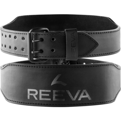 Reeva Lifting Belt Leer met Dubbele Gesp (double prong) - 6mm - XS (unisex) (black)