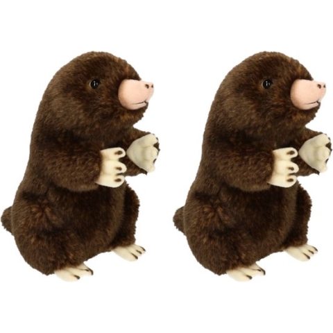 4x stuks pluche mol knuffeldier zittend 22 cm - Knuffelbeesten molletjes/mollen