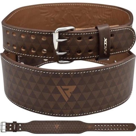 RDX Sports ARLO 4 Inch Medium Tan Leather Weightlifting Belt