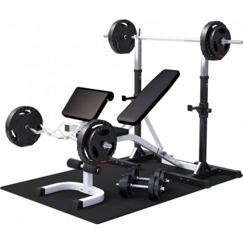 Gorilla Sports Fitnessbank - halterbank + Halterstangen met gewichten 100 kg