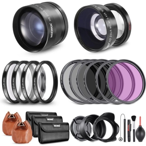 Neewer® - 55mm lens en filterpakket - Groothoeklens Telelens en filterset - (Macro ND UV CPL FLD) Geschikt Voor Canon EOS Rebel T7i SL2 T6i 803DD - Camera's met 55mm lenzen