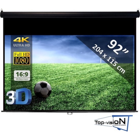 Manueel Projectiescherm 92" (16:9) - 204 x 115 cm - beamer scherm - economy - ZWARTE behuizing