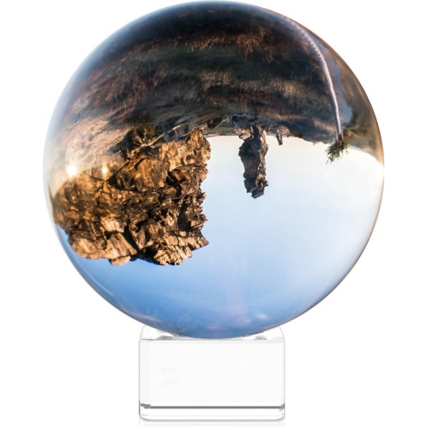 Navaris glazen bol voor fotografie - Fotobol met standaard - Heldere kristallen bal met voet - Lensball Ø 100 mm