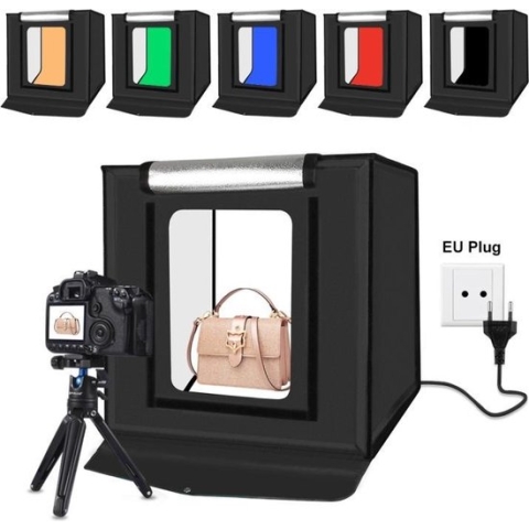 PULUZ 40cm opvouwbaar draagbaar 24W 5500K wit licht dimbaar fotoverlichting Studio opnametent box kit met 6 kleuren achtergronden (zwart, oranje, wit, rood, groen, blauw), afmeting: 40cm x 40cm x 40cm (EU-stekker)