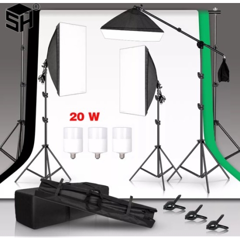 ComfyCribs Fotostudio Set | Green screen | 3 kleur achtergrond | Achtergrond scherm | Led verlichting | Fotografie | Softbox