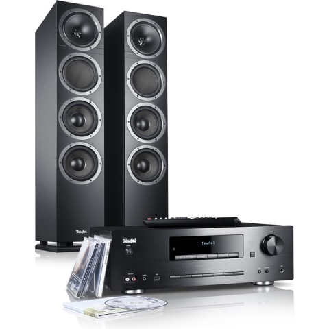 Teufel THEATER 500 KOMBO - Krachtige all-in-one set met de vloerstaande speakers -bluetooth, NFC, dab+, aux, cd-speler - zwart