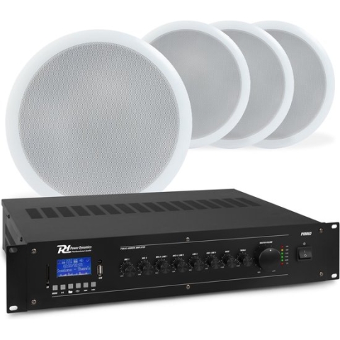 100V geluidsinstallatie - Power Dynamics - 60W versterker met Bluetooth en 4x inbouw speaker (2-weg - 5'')
