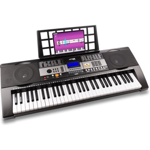 Keyboard - MAX KB3 keyboard piano met 61 aanslaggevoelige toetsen, hoofdtelefoon aansluiting, USB mp3 speler en meer voor beginner en gevorderde