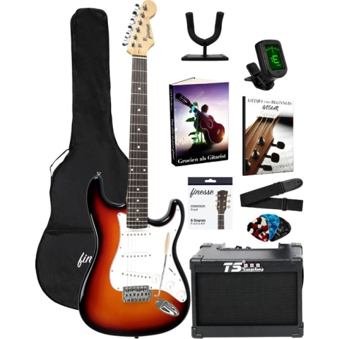 Finesse® Memphis Series Elektrische Gitaar Set inclusief Versterker, Gitaartas, Gitaarband, Stemapparaat, Muurbevestiging, Plectrums en Whammy Bar – Gitaar Kind – Gitaar Volwassenen – Beginner