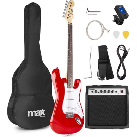 Elektrische gitaar met gitaar versterker - MAX Gigkit - Perfect voor beginners - incl. gitaar stemapparaat, gitaartas en plectrum - Rood