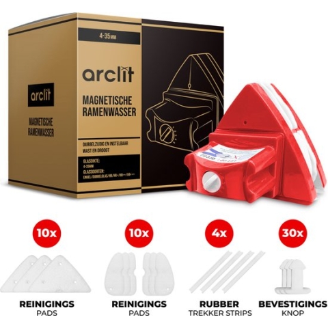 Arclit® | Magnetische ramenwasser 4-35mm | Geschikt voor HR / HR+++ | Verstelbare ruitenreiniger & Raamwisser