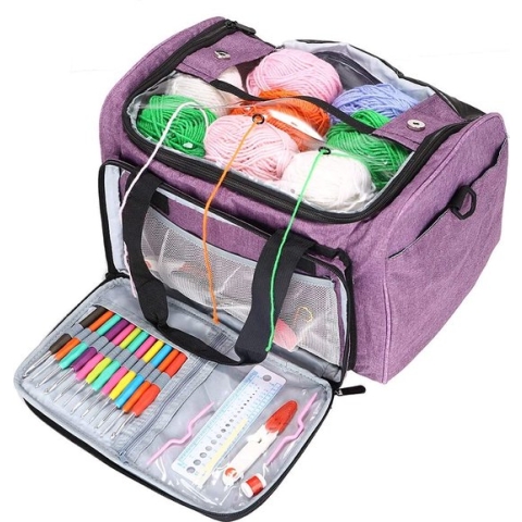 Creathof - Haaktas - Breitas - Handwerktas - Opbergtas - Paars