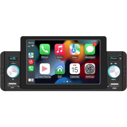 YSM All In One Sound - Autoradio - 1Din - Touchscreen Scherm - 5 Inch - CarPlay - Android Auto - MirrorLink - Bluetooth - Handsfree - Usb