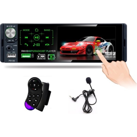 TechU™ T40 Autoradio 1 Din 4.1inch + Afstandsbediening en Stuurwielbediening – Bluetooth – USB – AUX – SD – FM radio – Handsfree bellen – Autoradio met scherm – Stembediening