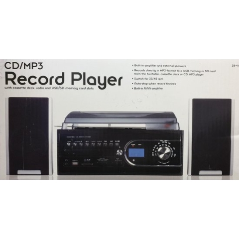 Tip top vintage audio music center-  platenspeler, cd speler, usb afspelen en opnemen, radio, casssette, afstandsbediening. afstandsbediening.