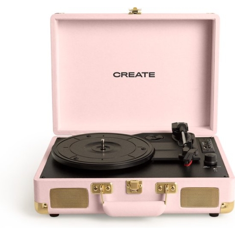 CREATE RECORD PLAYER POP - Draagbare draaitafel met Bluetooth USB, SD, MicroSD en Mp3 - Pastel Roze