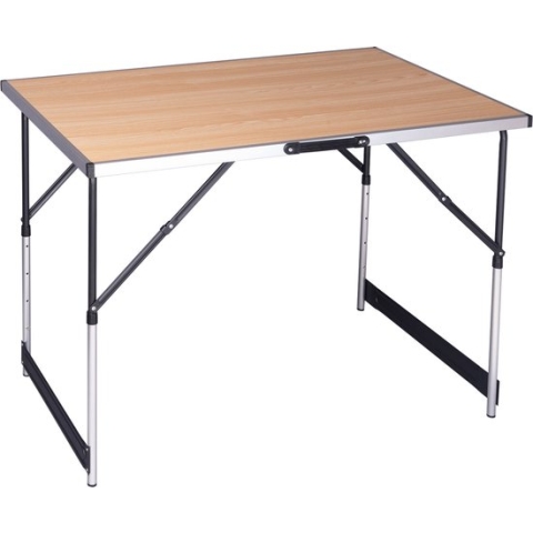 Klaptafel - Opklapbare Tafel - Campingtafel - Opvouwbaar - Kunststof - Vouwtafel - Kamperen - Licht Bruin