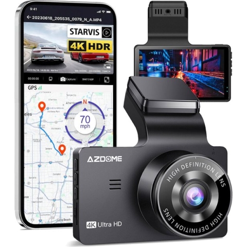 AZDome M63 Pro 1CH dashcam - Ultra 4K resolutie - Wifi - GPS - Parkeerstand - 64gb Micro SD - 3.0 inch IPS LCD - dashcam voor auto met optionele achter camera