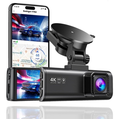 RedTiger F7NS Dashcam voor auto - Ultra 4K - Voor Camera - WiFi en GPS - 3,18 Inch met App - Dashcams - Sony Sensor - Nachtzicht - Parkeerbewaking - G Sensor - Loop opname -
