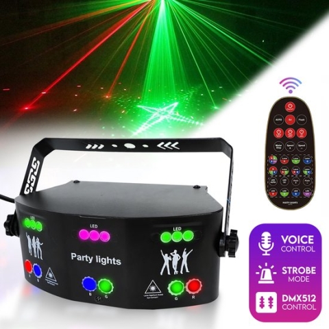 15 eye laser light - laser - Stroboscoop - Discolamp - DJ lamp - Feestverlichting - Disco - DMX - Discobal - Discolamp kinderen - Discobol - lasers