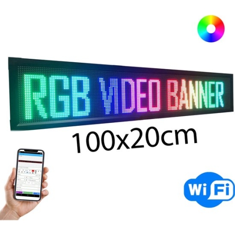 Lichtkrant - LED Bord - 1 Meter Bij 20 CM - Telefoon App - RGB Multi kleur -