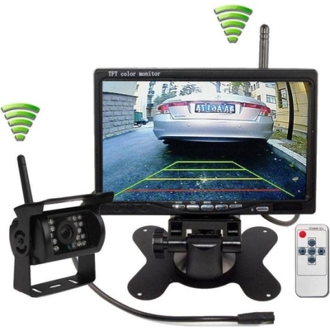 BrandWay Draadloze Achteruitrijcamera set met 7 inch scherm - Achteruitrij Camera Draadloos voor Auto / Camper / Caravan / Vrachtwagen / Landbouwmachines