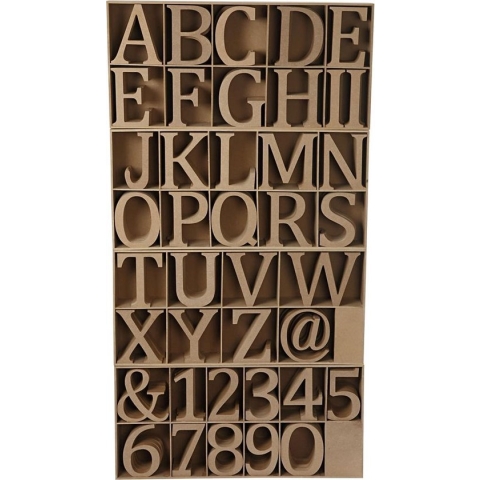 Houten letters, cijfers en tekens, inclusief gratis display, h: 8 cm, dikte 1,5 cm, MDF, 240stuks
