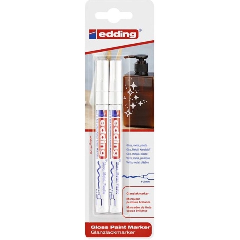 Viltstift edding 751 lakmarker rond 1-2mm blister à 2 stuks wit - 10 stuks