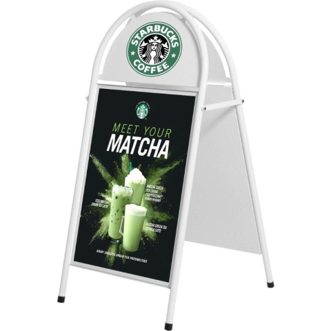 Stoepbord dubbelzijdig B2 staal wit / posterformaat 50x70cm / klantenstopper / sandwichbord / waterdicht