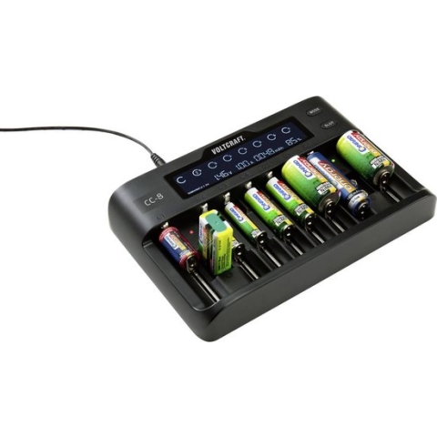 VOLTCRAFT CC-8 Batterijlader Li-ion, LiFePO, NiMH, NiCd A, AA (penlite), AAA (potlood), AAAA (mini), C (baby), Sub-C, 9 V (blok), 10340, 14500, 16340, 17500,