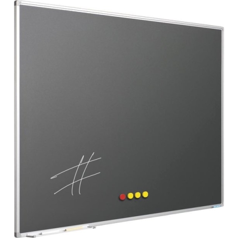 Krijtbord Softline profiel 8mm, emailstaal grijs 120x180 cm