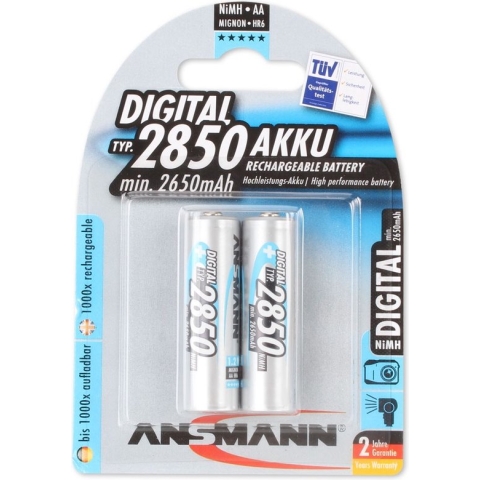 Ansmann 2850MAH Digital Nikkel-Metaalhydride (NiMH) 2850mAh 1.2V oplaadbare batterij/accu