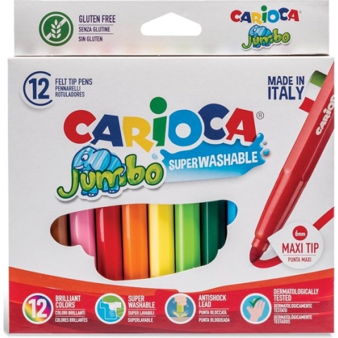 Carioca viltstift Jumbo Superwashable 12 stiften in een kartonnen etui 12 stuks
